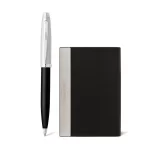 Sheaffer Gift Set 100 9313 Ballpoint Pen with Business Card Holder Glossy Black with Chrome Trims