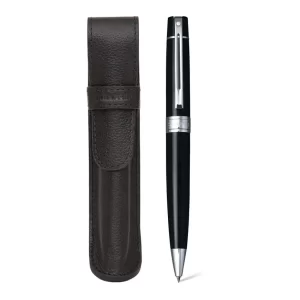 Sheaffer Gift Set Glossy Black 300 9312 Ballpoint Pen With Chrome Trim And Pen Pouch