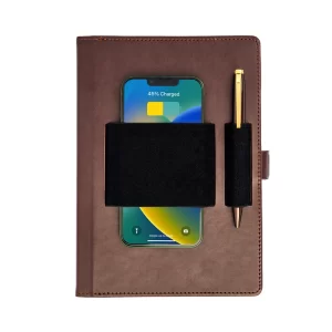 Pennline Superbook Edge Organizer With Fast Wireless Charging + 8000mAh Powerbank Brown