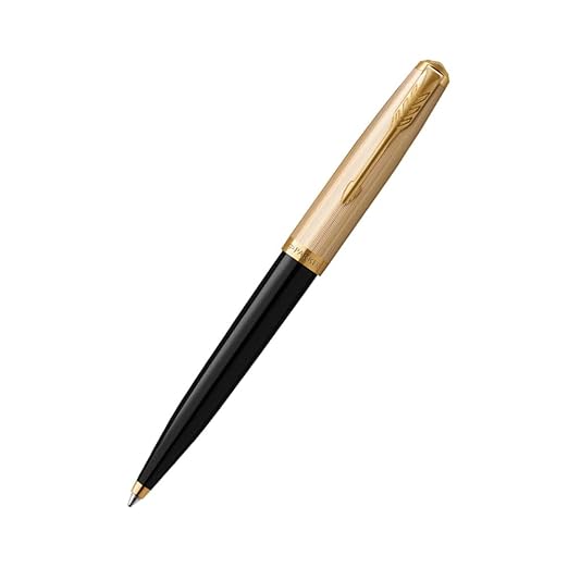 Parker 51 Deluxe Black Gold Trim Ballpoint Pen ‎8901198700159