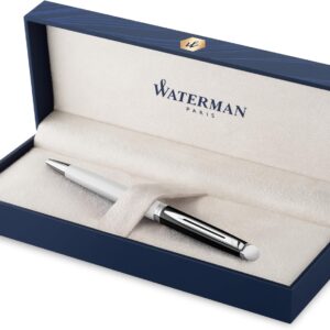 Waterman H&eacute;misph&egrave;re Colour Blocking Black & White Chrome Trim Ballpoint Pen &lrm;2202846