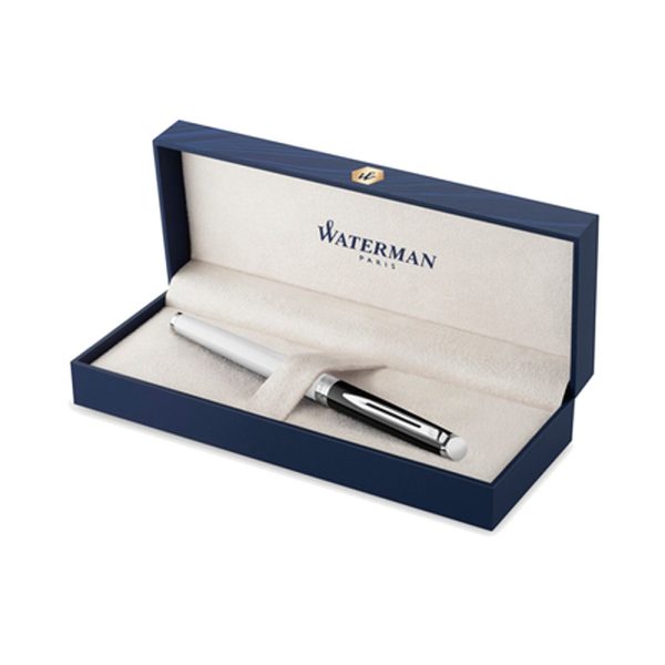 Waterman Hémisphère Colour Blocking Black & White Chrome Trim Fountain Pen 8901198913726