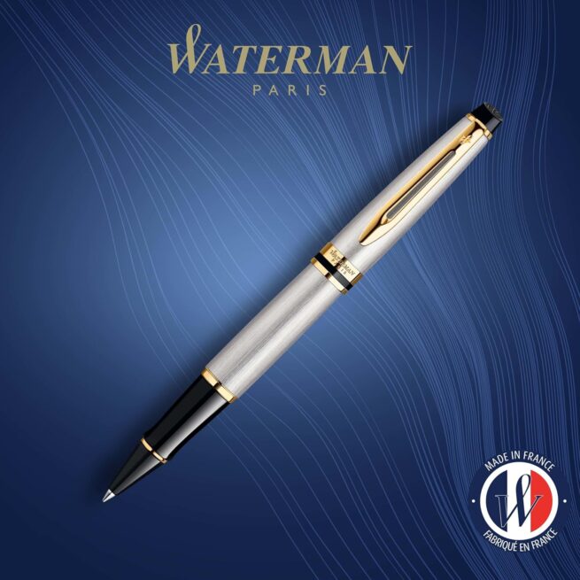 Waterman Expert STAINLESS STEEL GOLD TRIM Rollerball Pen S0951980