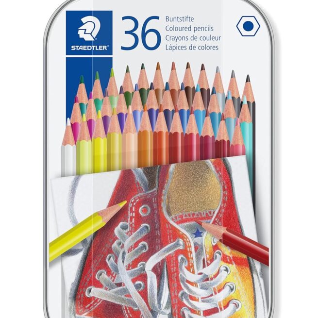 plus Metal box of 36 Coloured pencils-175 M36