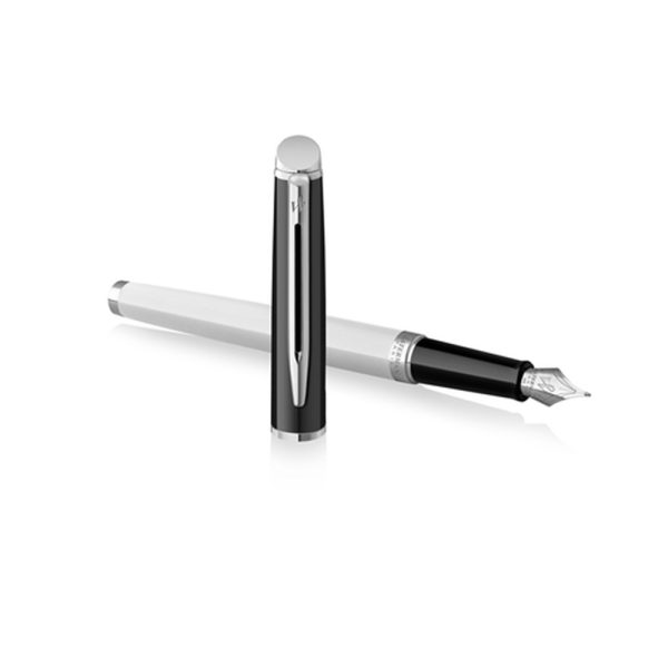 Waterman Hémisphère Colour Blocking Black & White Chrome Trim Fountain Pen 8901198913726