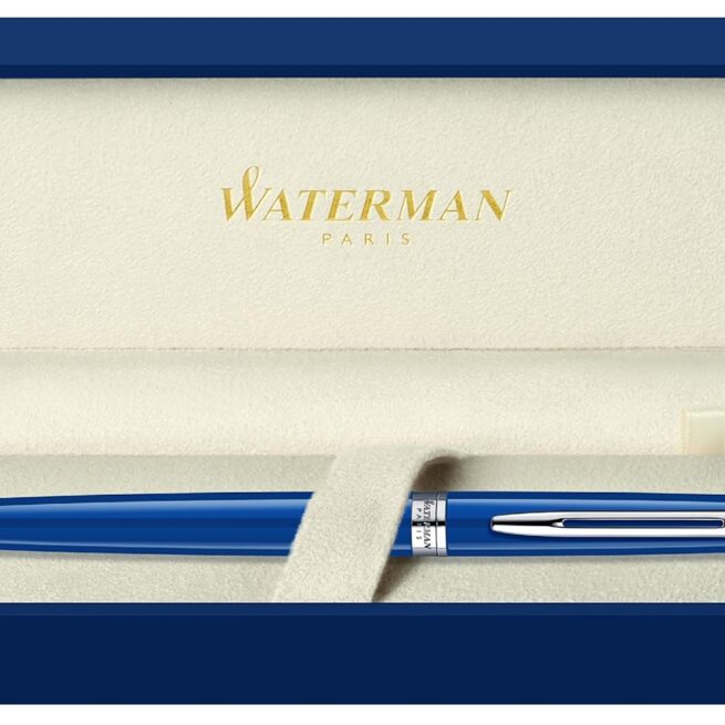 Waterman Hémisphère Colour Blocking Black & Blue Chrome Trim Rollerball Pen 1904600