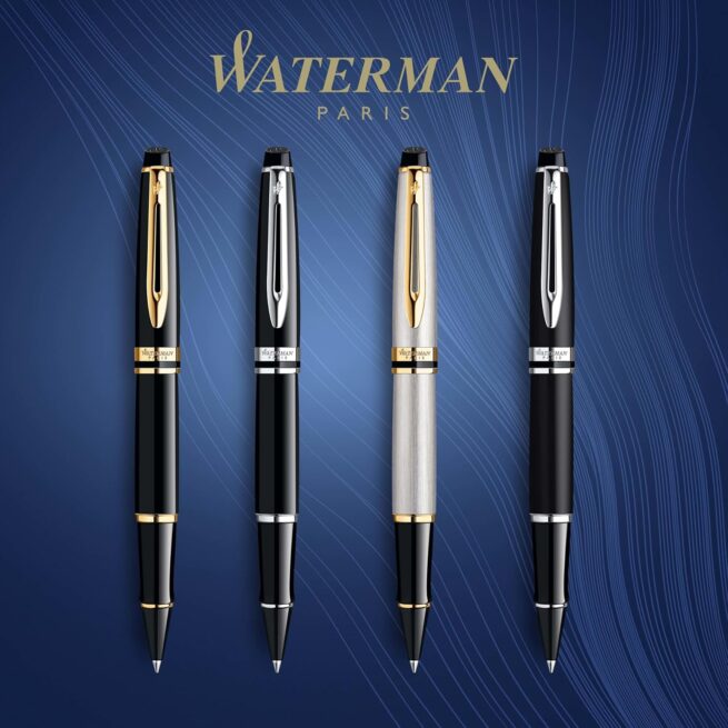 Waterman Expert STAINLESS STEEL GOLD TRIM Rollerball Pen S0951980